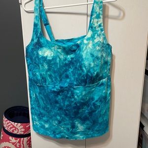 Women’s Lands’ End Turquoise Tye Dye Pattern Tankini, Size 20W
